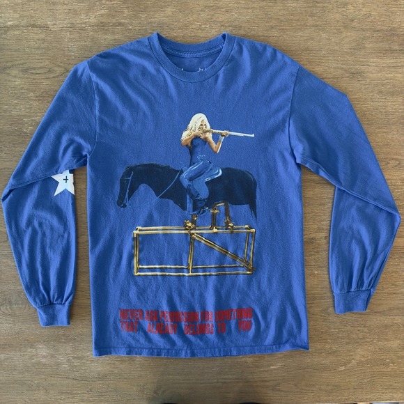 Beyonce Tops - Beyonce American Requiem Long Sleeve Tee-Blue-Sz M-Cowboy Carter Tour 2025 Merch